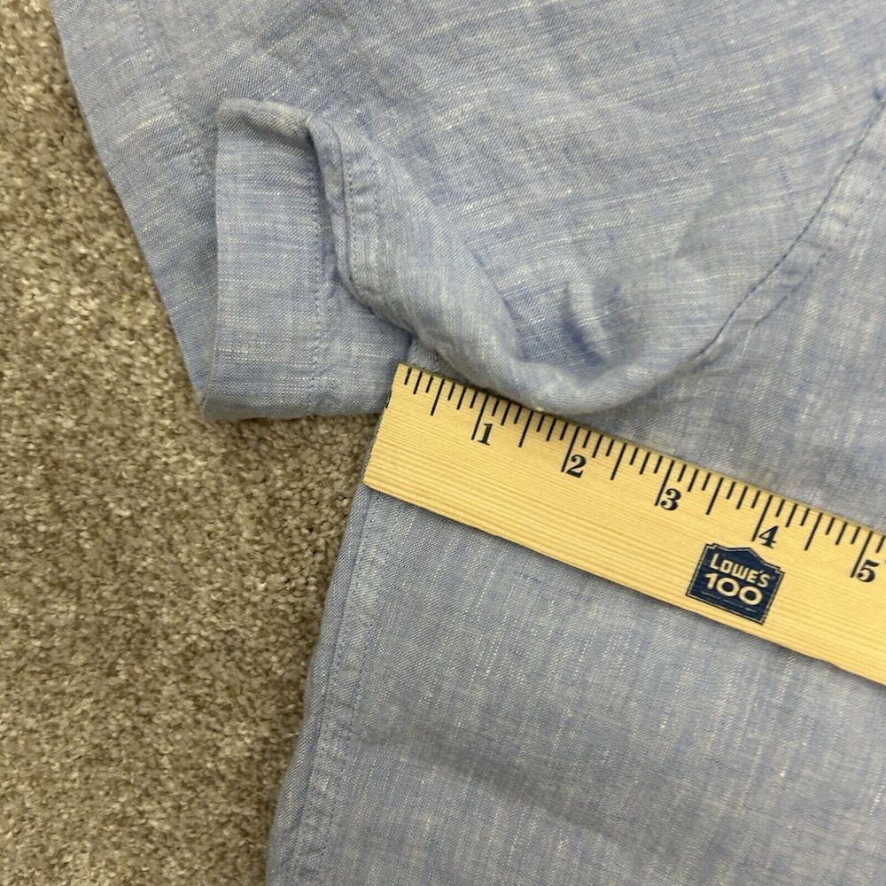 L.L Bean 100%‎ Linen Men's Size XL Blue Slightly Fitted Short Sleeve Shirt - Picture 6 of 8